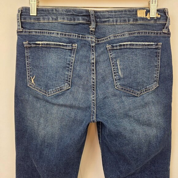 Kut From The Kloth Lightly Distressed Straight-Leg Denim Jeans Size 8 - Picture 5 of 13